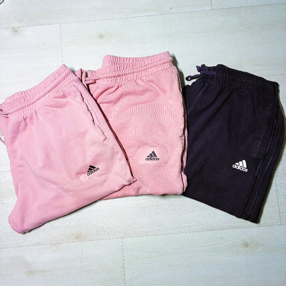 Adidas Men's Regular Fit Straight Leg Jogger Sweatpants Bundle (3) Size Large
